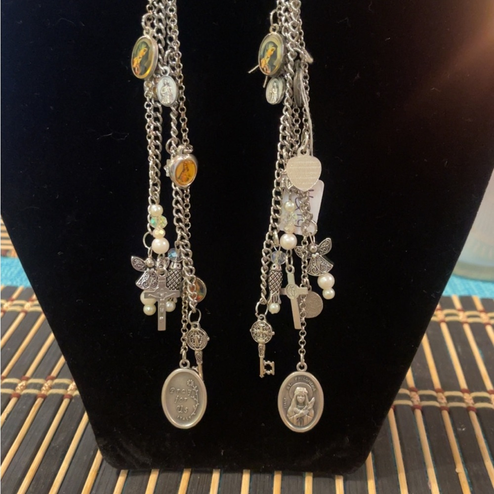 Silver Charm earrings with Pearls